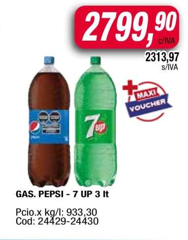 GAS. PEPSI - 7 UP 3 lt