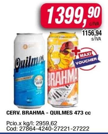 CERV. BRAHMA - QUILMES 473 cc