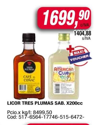 LICOR TRES PLUMAS SAB. X200cc