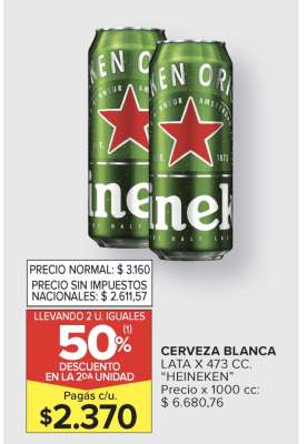 Cerveza Blanca Lata x 473 cc. 'Heineken'