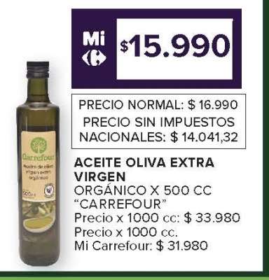 Aceite Oliva Extra Virgen Orgánico x 500 cc 'Carrefour'